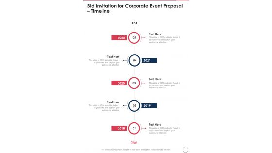 Bid Invitation For Corporate Event Proposal Timeline One Pager Sample Example Document