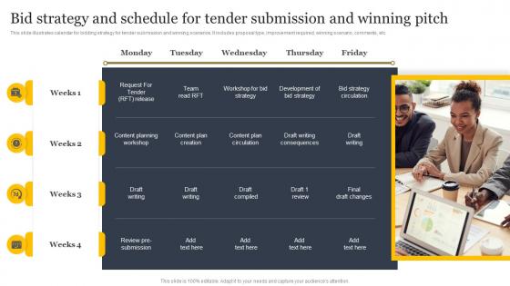 Bid Strategy And Schedule For Tender Submission And Winning Pitch