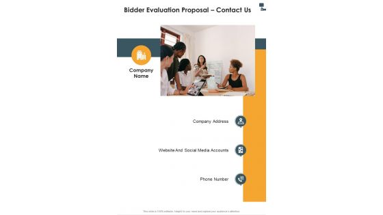 Bidder Evaluation Proposal Contact Us One Pager Sample Example Document
