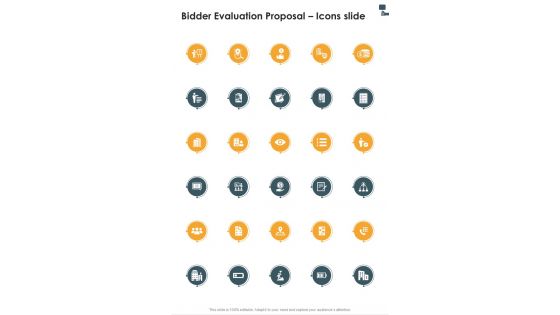 Bidder Evaluation Proposal Icons Slide One Pager Sample Example Document