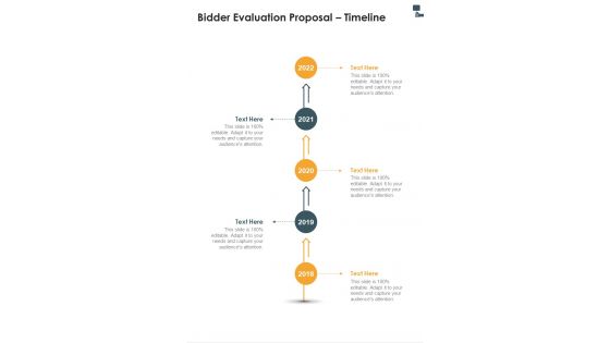Bidder Evaluation Proposal Timeline One Pager Sample Example Document