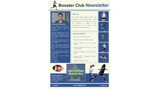 Bifold Booster Club Newsletter Presentation Report Infographic Ppt Pdf Document