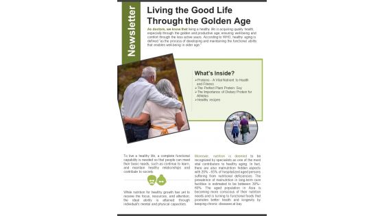 Bifold Healthy Nutritional Lifestyle Newsletter Presentation Report Infographic Ppt Pdf Document