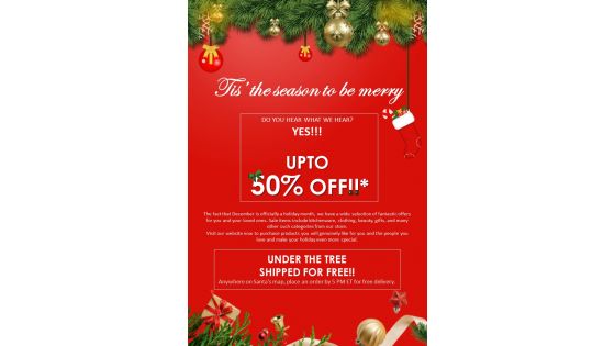 Bifold One Page Email Newsletter For December Holiday Season Presentation Infographic Ppt Pdf Document
