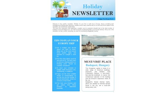 Bifold One Page Holiday Newsletter Presentation Report Infographic Ppt Pdf Document