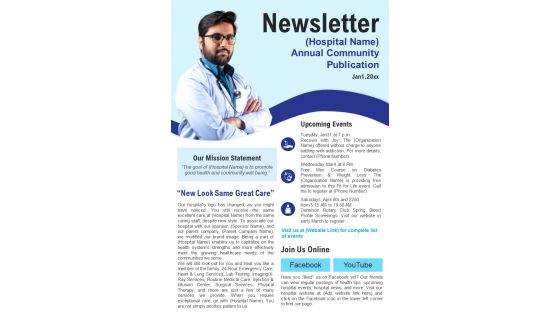 Bifold One Page Medical Service Provider Newsletter Presentation Infographic Ppt Pdf Document