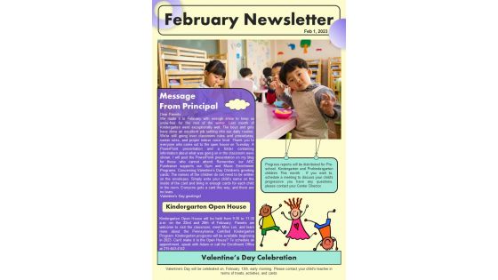 Bifold One Page Monthly Daycare Newsletter Presentation Report Infographic Ppt Pdf Document