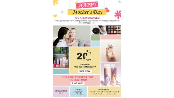 One Page Mothers Day Email Newsletter Presentation Report Infographic Ppt Pdf Document