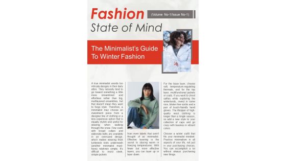 Bifold One Page Three Column Fashion Newsletter Presentation Report Infographic Ppt Pdf Document