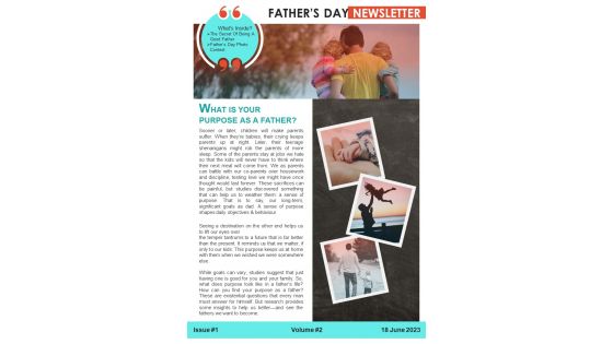 Bifold Proud Fathers Day Newsletter Presentation Report Infographic Ppt Pdf Document
