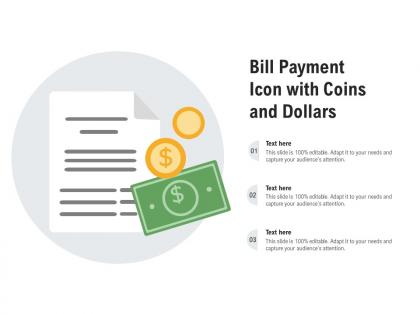Bill payment icon with coins and dollars