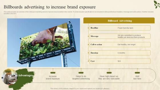Billboards Advertising To Increase Brand Exposure Farm Marketing Plan To Increase Profit Strategy SS