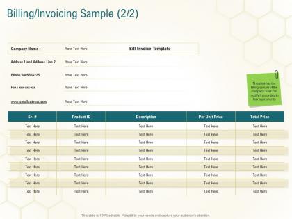 Billing invoicing sample price business planning actionable steps ppt styles show