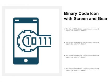 Binary code icon with screen and gear