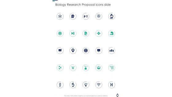 Biology Research Proposal Icons Slide One Pager Sample Example Document