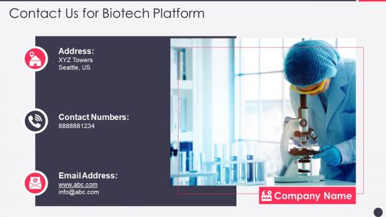 Bioprocessing firm investor presentation contact us for biotech platform