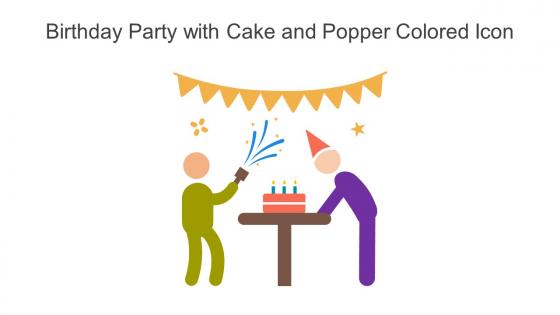 Birthday Party With Cake And Popper Colored Icon In Powerpoint Pptx Png And Editable Eps Format