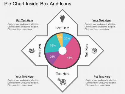 Bj pie chart inside box and icons flat powerpoint design