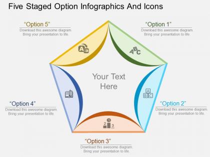 Bk five staged option infographics and icons flat powerpoint design