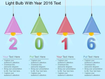 Bk light bulb with year 2016 text flat powerpoint design