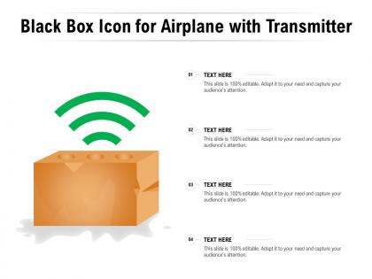Black box icon for airplane with transmitter