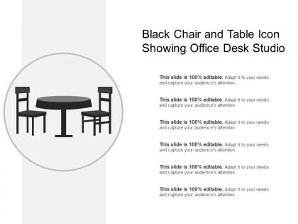 Black chair and table icon showing office desk studio