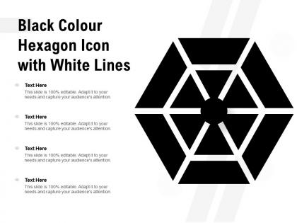 Black colour hexagon icon with white lines