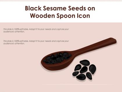 Black sesame seeds on wooden spoon icon