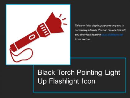 Black torch pointing light up flashlight icon