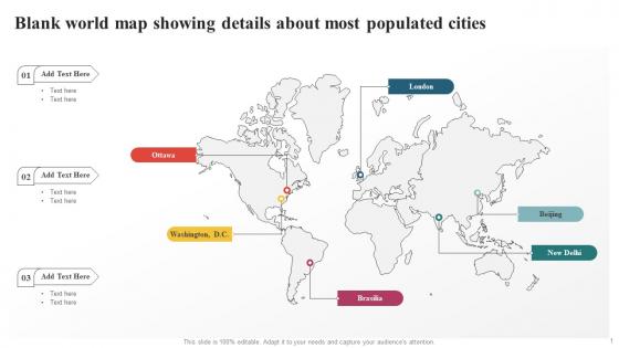 Blank World Map Showing Details About Most Populated Cities