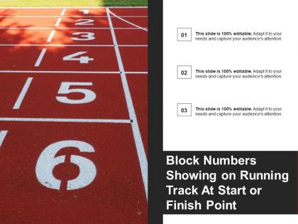 Block numbers showing on running track at start or finish point