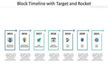 Block timeline with target and rocket