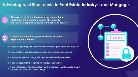 Blockchain Advantages In Real Estate Industry Loan Mortgage Training Ppt