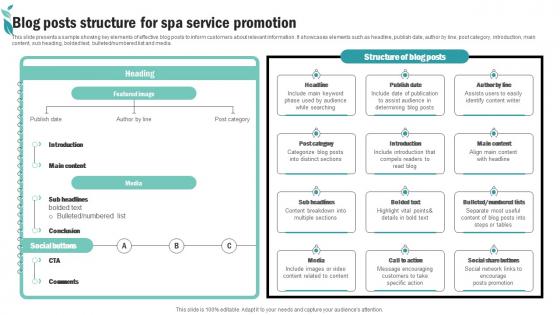 Blog Posts Structure For Spa Service Promotion Spa Advertising Plan To Promote And Sell Business Strategy SS V