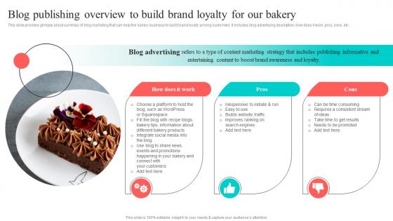 Blog Publishing Overview To Build Brand Loyalty For Ournew And Effective Guidelines For Cake Shop MKT SS V