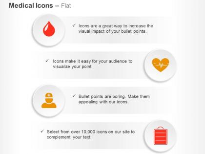 Blood drop cardiogram hospital staff report ppt icons graphics