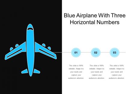 Blue airplane with three horizontal numbers