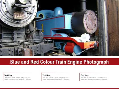 Blue and red colour train engine photograph