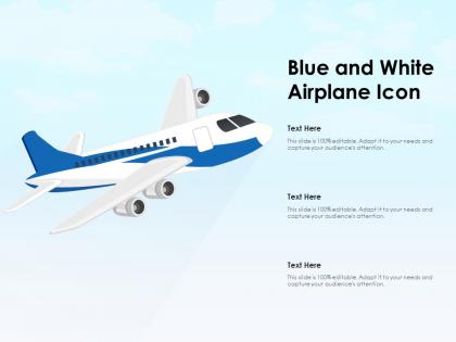 Blue and white airplane icon