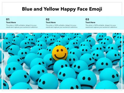 Blue and yellow happy face emoji