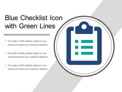 Blue checklist icon with green lines