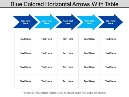 Blue colored horizontal arrows with table