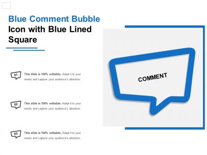 Blue comment bubble icon with blue lined square