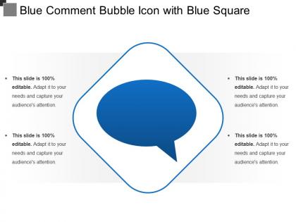 Blue comment bubble icon with blue square