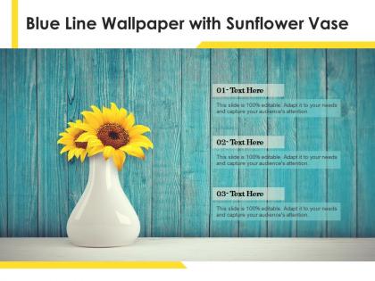 Blue line wallpaper with sunflower vase