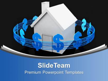 Blue signs of dollar around a house powerpoint templates ppt themes and graphics 0113