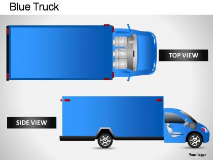 Blue truck top view powerpoint presentation slides