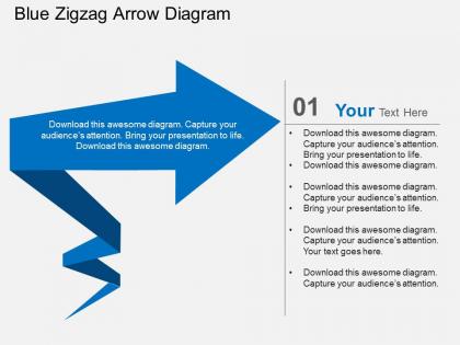 Blue zigzag arrow diagram flat powerpoint design
