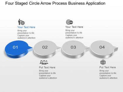 Bn four staged circle arrow process business application powerpoint template slide
