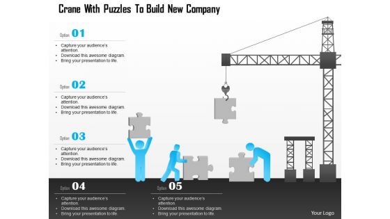 Bo crane with puzzles to build new company powerpoint template